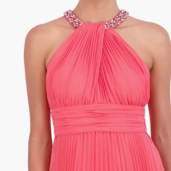 NWT Eliza J Crystal Detail Pleated Gown-U8 - Picture 5 of 7